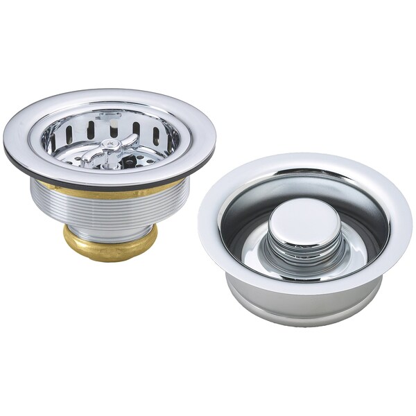 Westbrass Wing Nut Style Large Kitchen Basket Strainer W/ InSinkErator Style Disposal Flange & Stopper in Poli D2155-26 - main